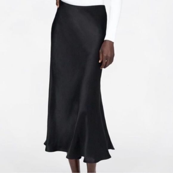 Zara Dresses & Skirts - EUC Zara S High Low Black Satin Midaxi Skirt